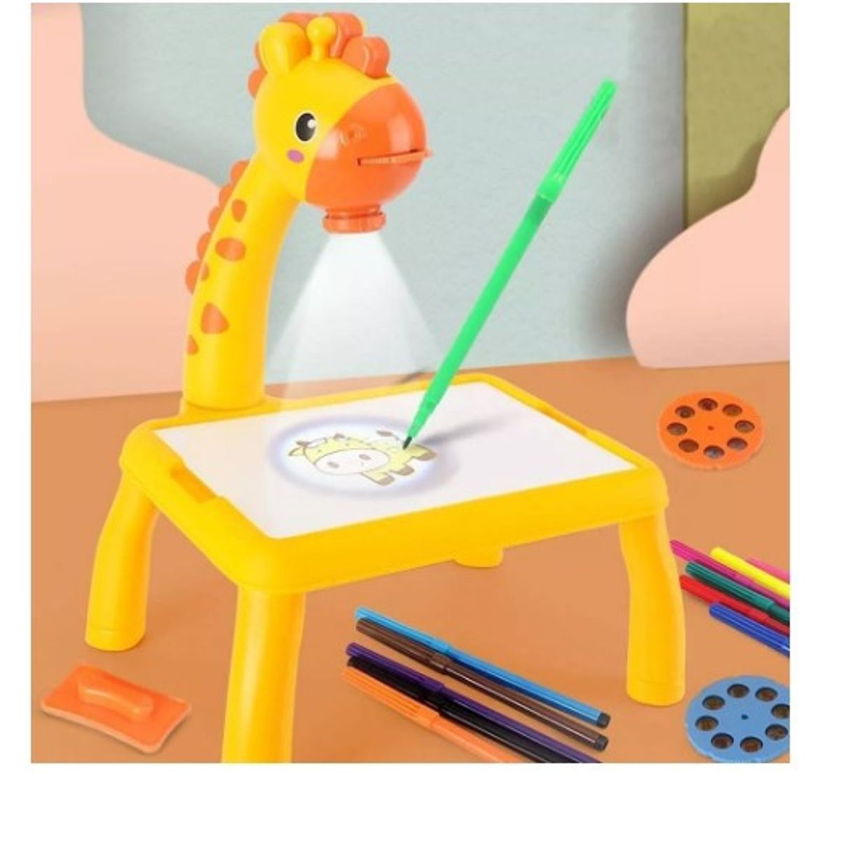GENERICO - Mesa Con Proyector De Dibujo Y Pinceles Para Niños De Jirafa