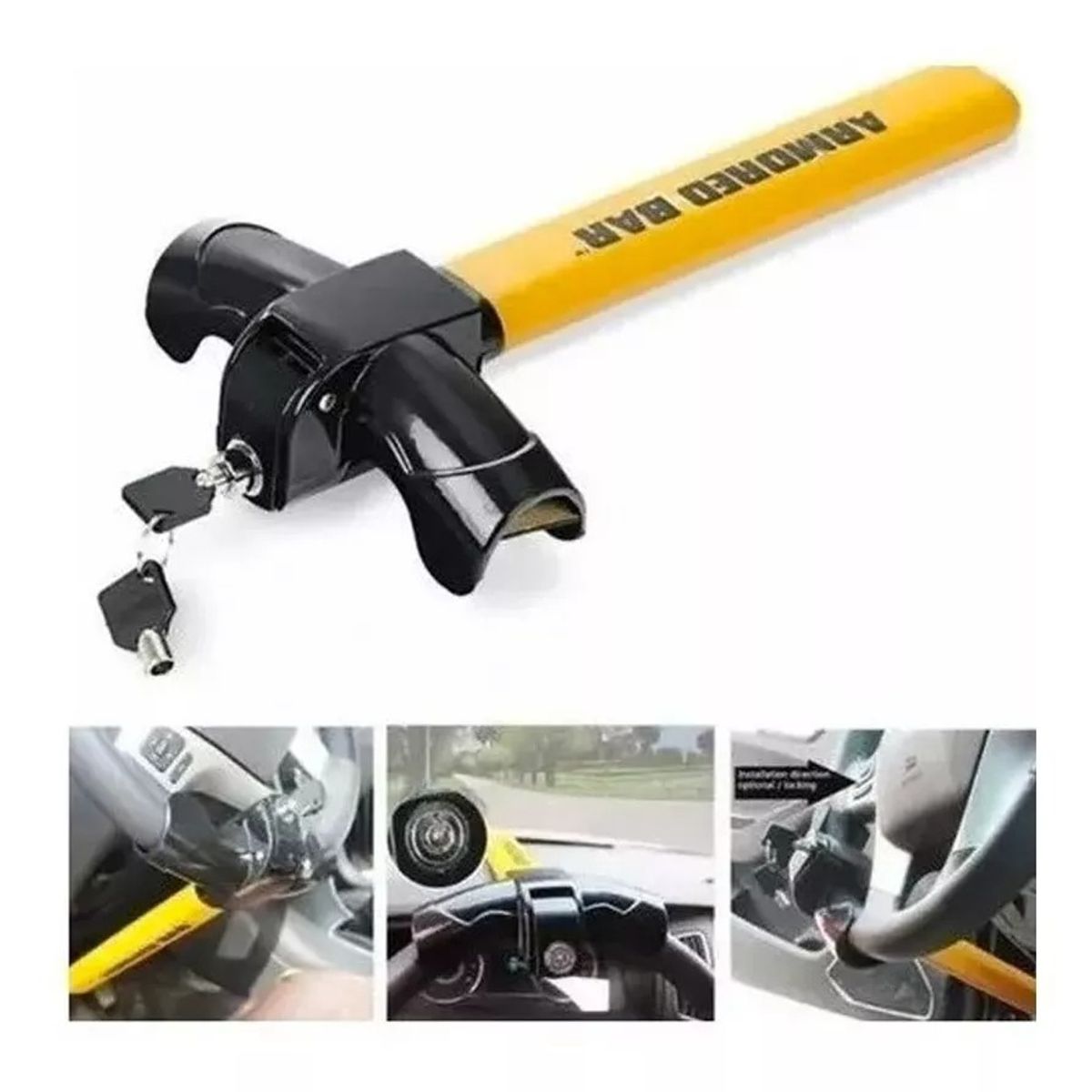 GENERICO - Traba Volantes Anti Robo Tipo T Con 2 Llave