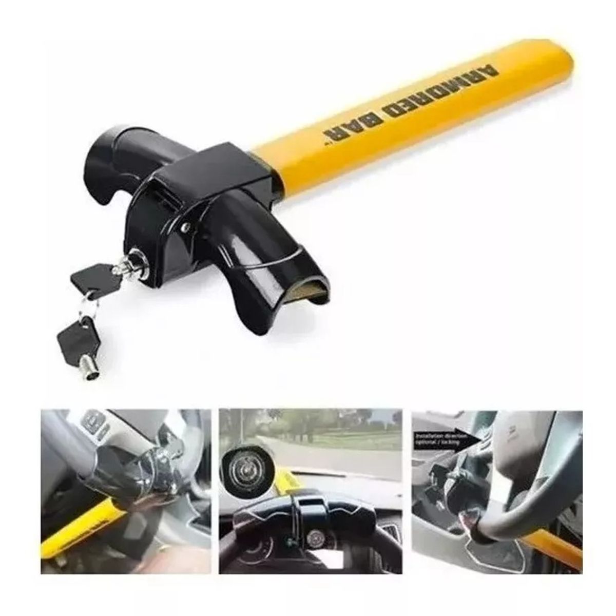 GENERICO - Traba Volantes Anti Robo Tipo T Con 2 Llave