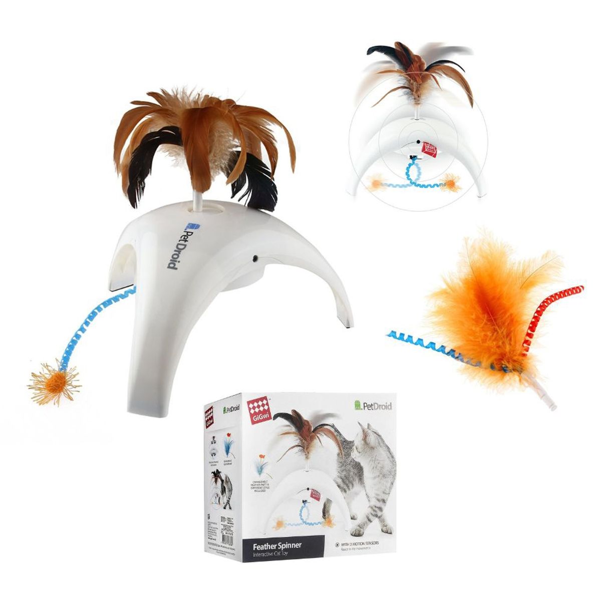 GIGWI - Juguete Interactivo Wobbler Feather Gato PET DROID sonido