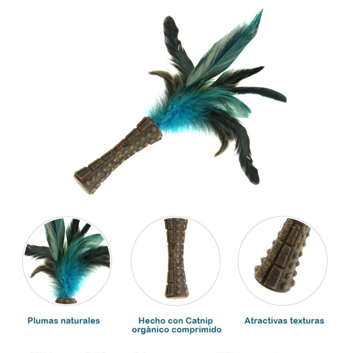GIGWI - Juguete para gatos Johny stick con pluma natural azul Gigwi