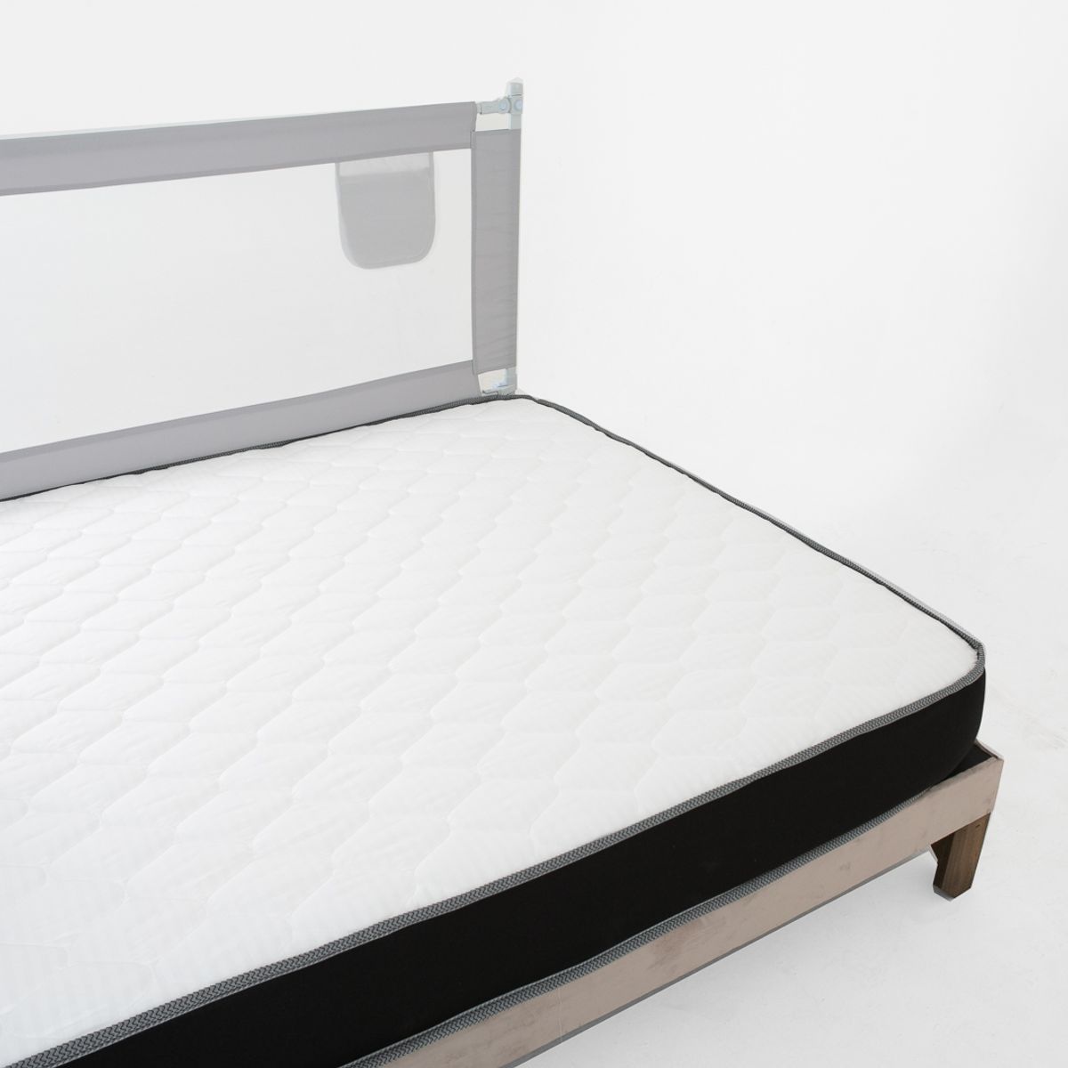 BEBE SURE - Baranda de seguridad 190 cm color gris colchones hasta 27 cm