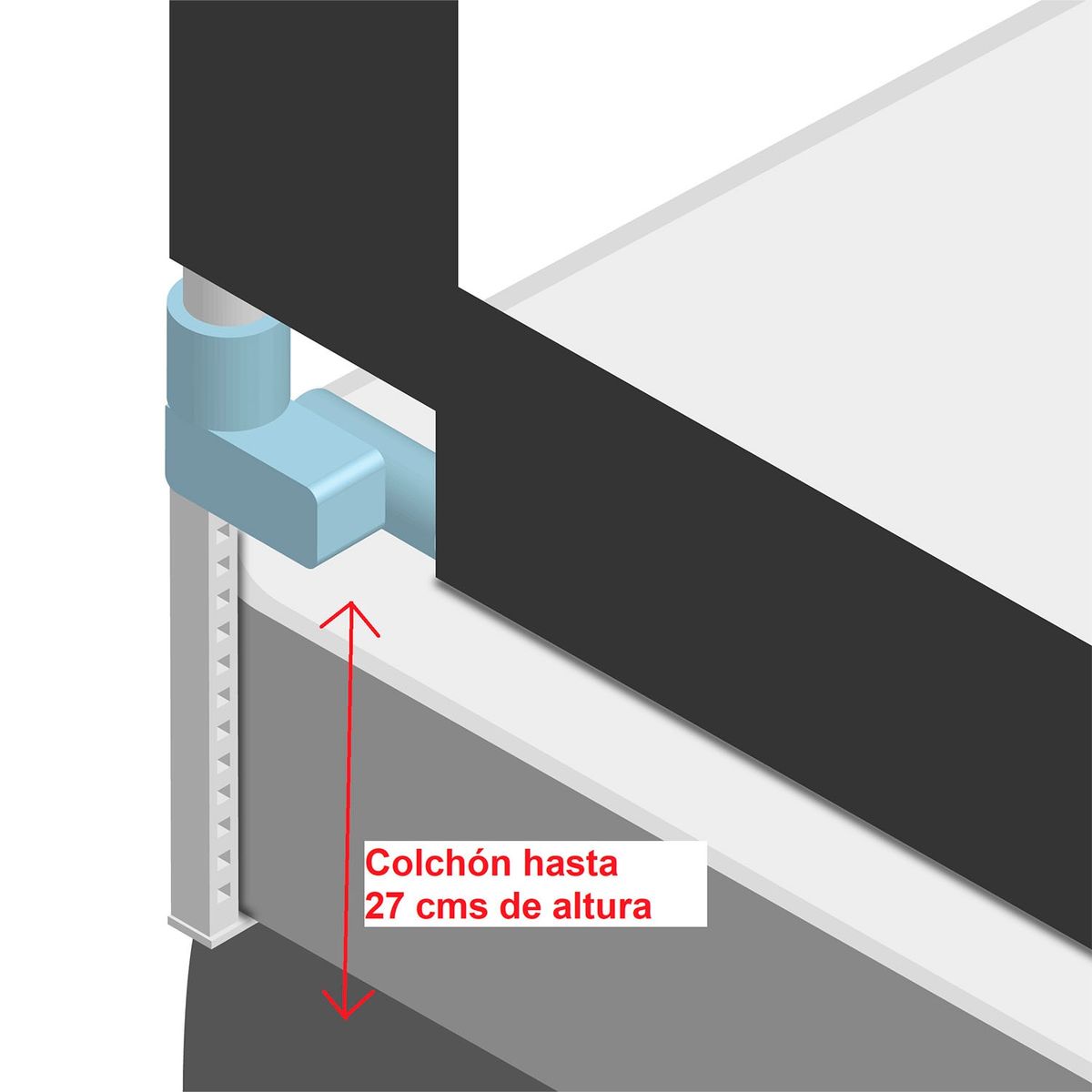 BEBE SURE - Set 3 barandas 1.5 plaza 105x190x190 cm con soporte