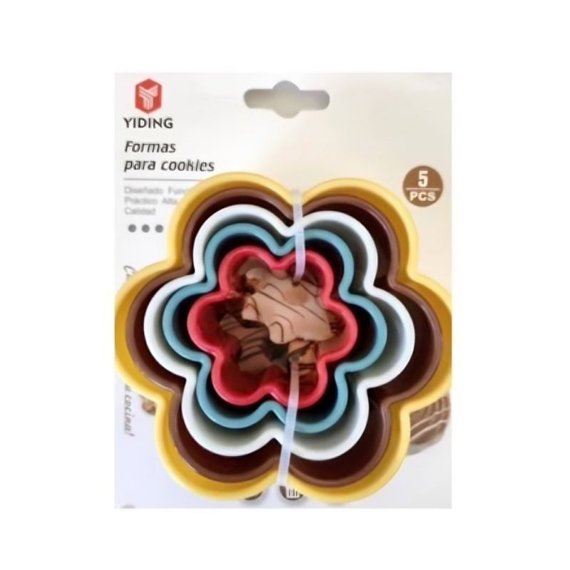 OEM - Set 05 Moldes De Galletas Cortapastas Galleta Flor Colores