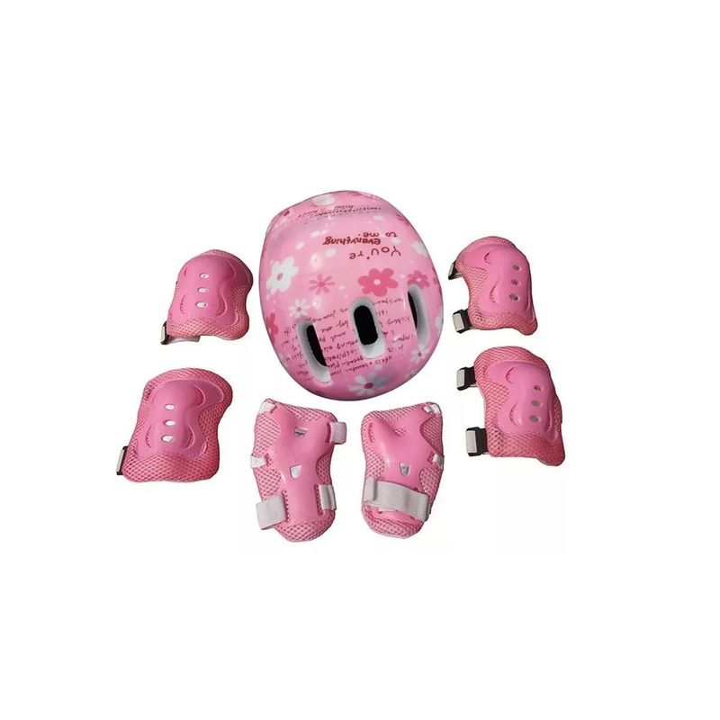 GENERICO - Set Protección Niñas Casco Rodilla Codo Mano Diseño