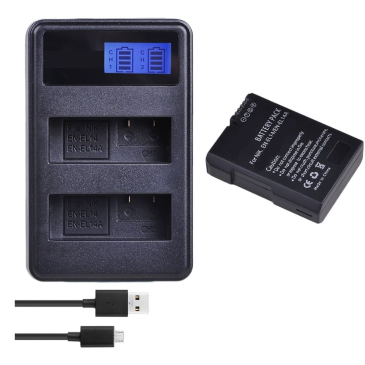 GENERICO - BATERÍA EN-EL14 + CARGADOR DOBLE MH-24 ALTERNATIVO NIKON