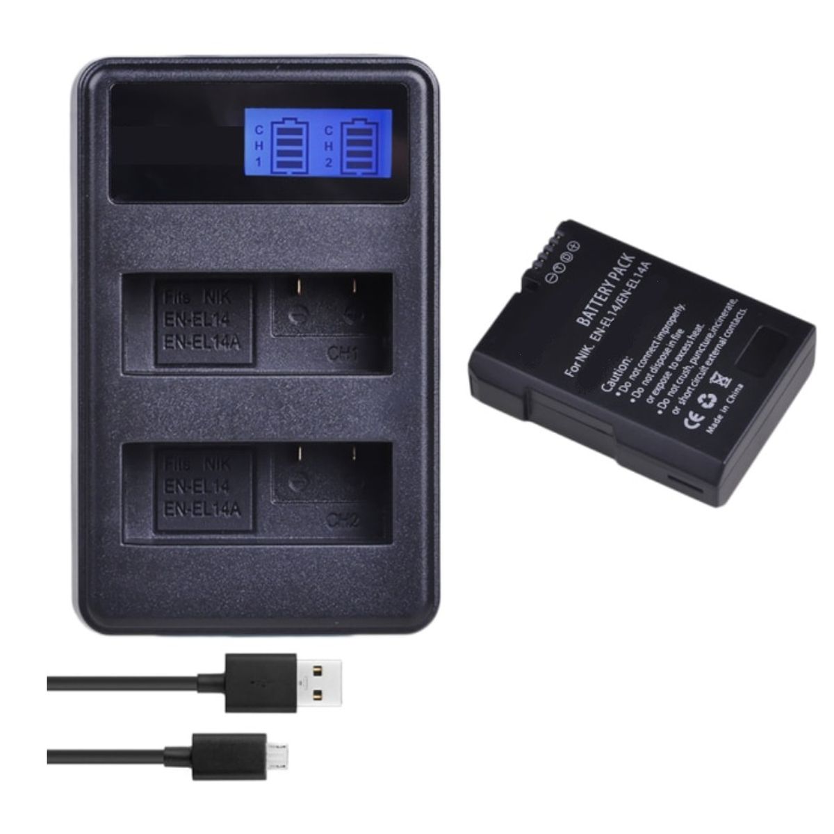 GENERICO - BATERÍA EN-EL14 + CARGADOR DOBLE MH-24 ALTERNATIVO NIKON
