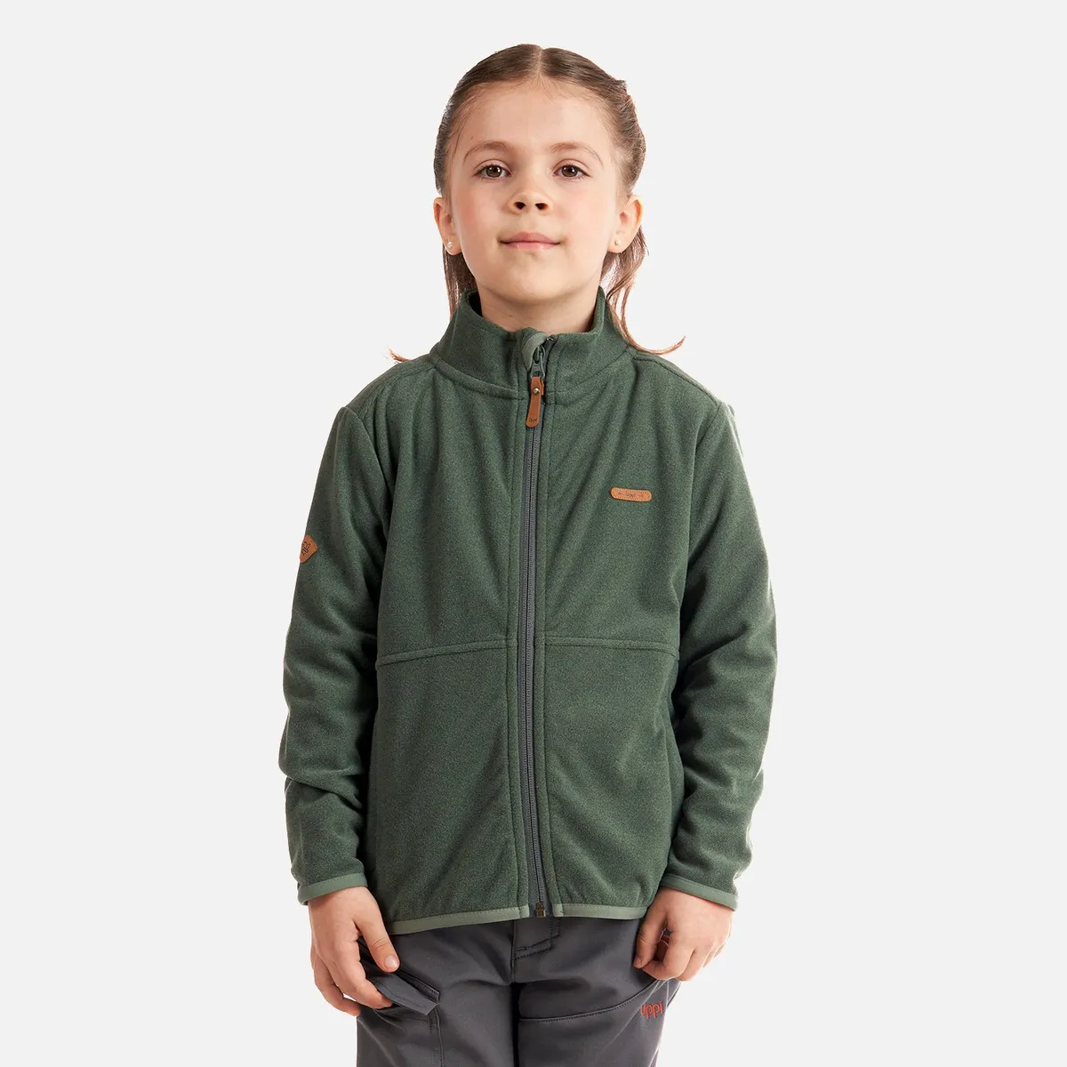 LIPPI - Poleron Niña Stripes Nano-F Full Zip Verde Grisaceo Lippi