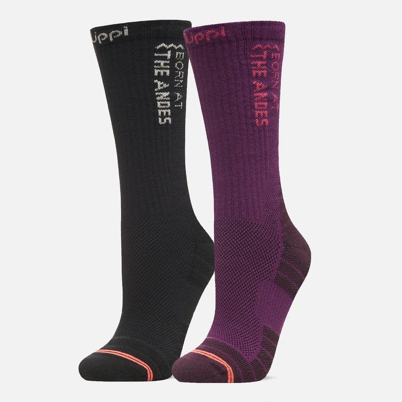 LIPPI - Calcetin Mujer Duo Trekking Light Pack Negro / Morado Lippi