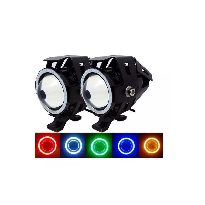 GENERICO - Kit Foco Led Ojo De Ángel Moto Parrilla Luz Neblinero Blanco