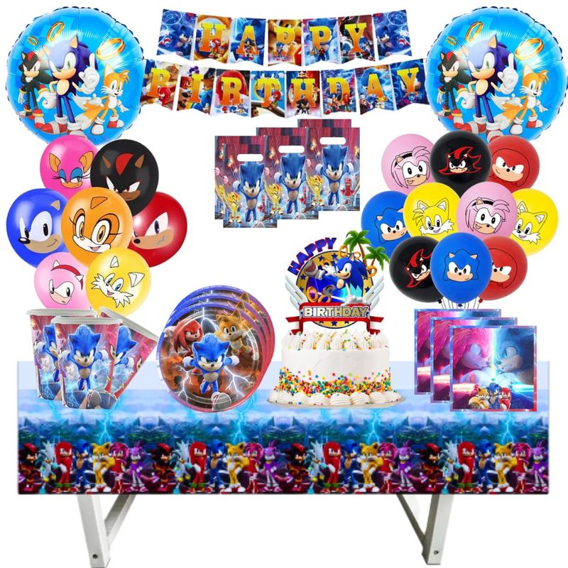 GENERICO - Pack Decoración Globos Cotillón  Sonic cumpleaños