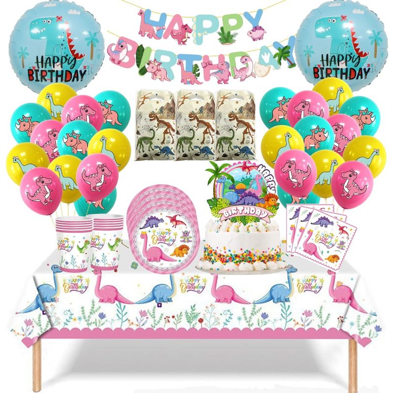 GENERICO - Pack Decoración Globos Cotillón Dinosaurio Bebe