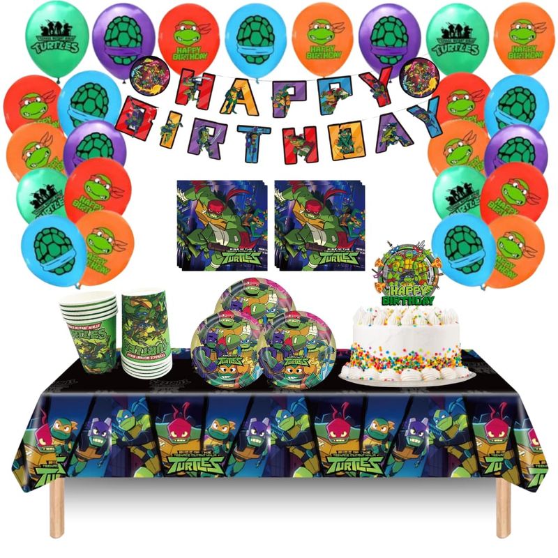 GENERICO - Pack Decoración Globos Cotillón Tortugas Ninjas cumpleaños