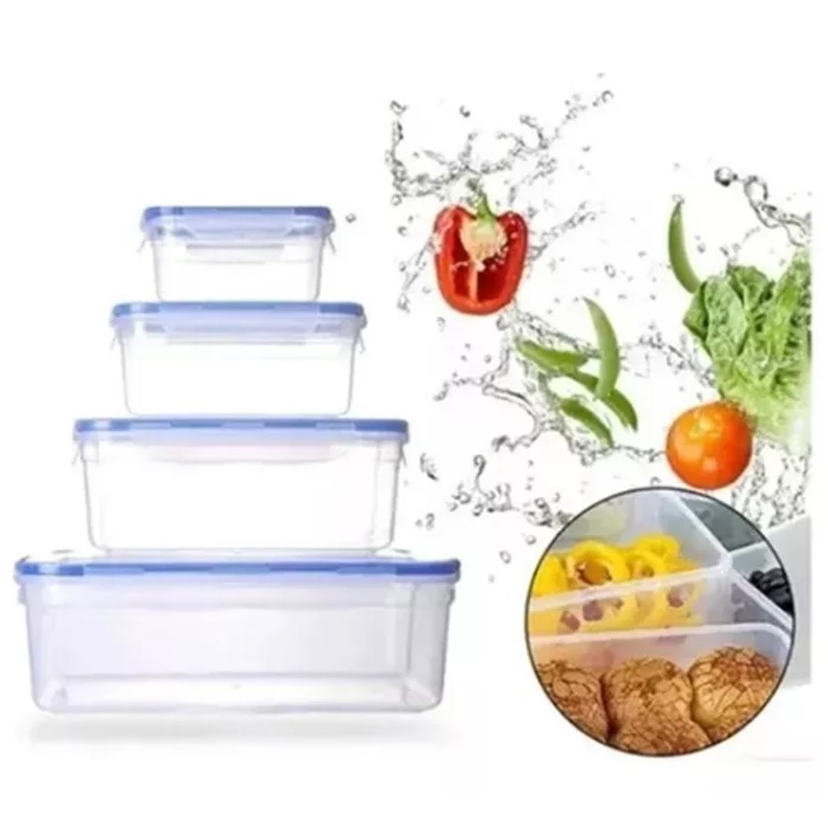 GENERICO - Set De 4 Contenedor Hermeticos Para Comida