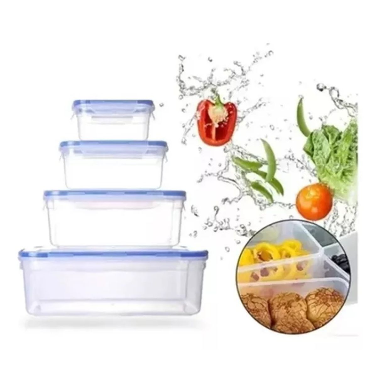 GENERICO - Set De 4 Contenedor Hermeticos Para Comida