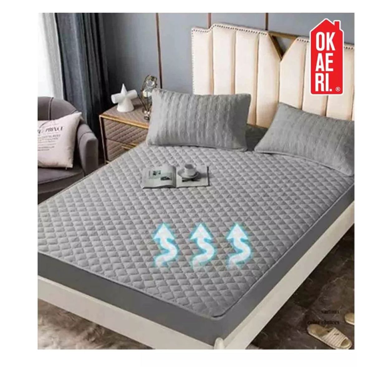 GENERICO - Cubre Colchon Impermeable 2 Plazas + Fundas