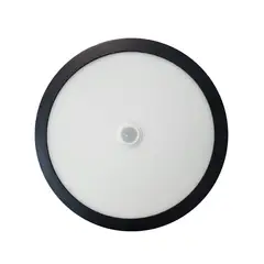 HB LEDS - Panel Redondo LED ECO Sobrepuesto Negro Con Sensor 12W Frío