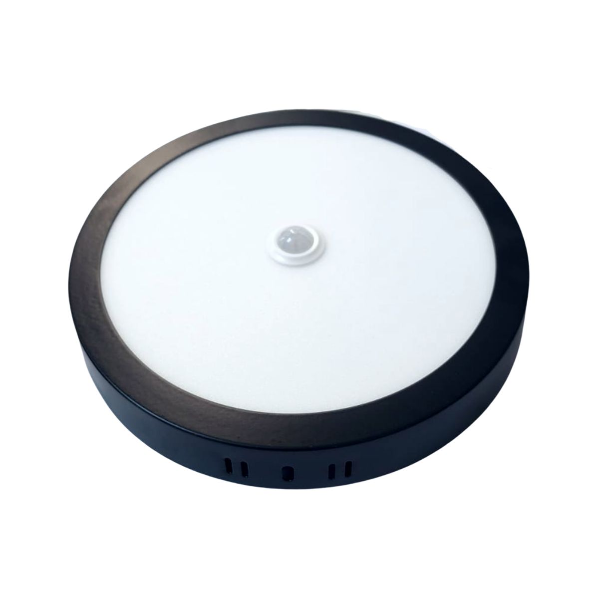 AVC Y VELL MAX - Panel Redondo LED ECO Sobrepuesto Negro Con Sensor 12W Neutro