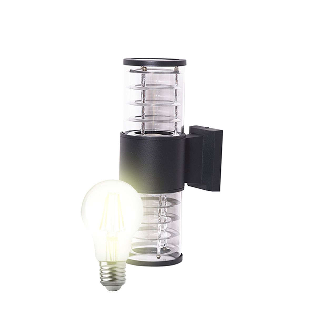 WANT - Aplique Espiral Doble Porta E-27 Negro Incluye Ampolleta Cálida