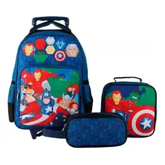 GENERICO - Pack Mochila Con Ruedas Avengers + Estuche + Lonchera