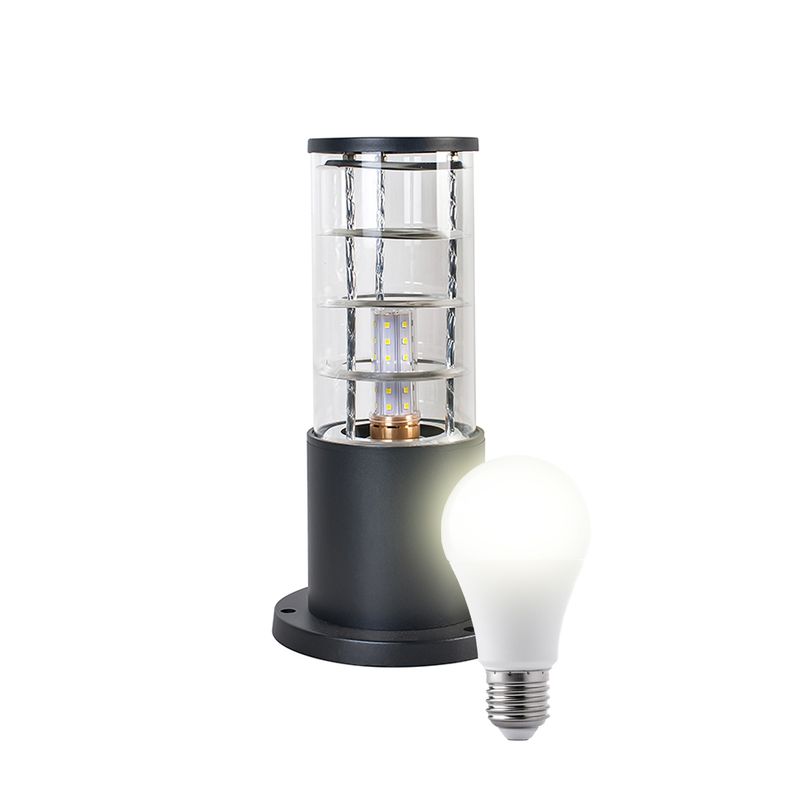 HB LEDS - Aplique Piso Espiral 30CM Porta E-27 Negro Incluye Ampolleta Cálida