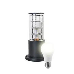 HB LEDS - Aplique Piso Espiral 30CM Porta E-27 Negro Incluye Ampolleta Cálida
