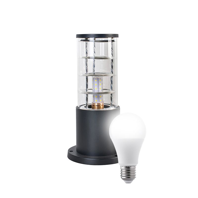 HB LEDS - Aplique Piso Espiral 30CM Porta E-27 Negro Incluye Ampolleta Fría