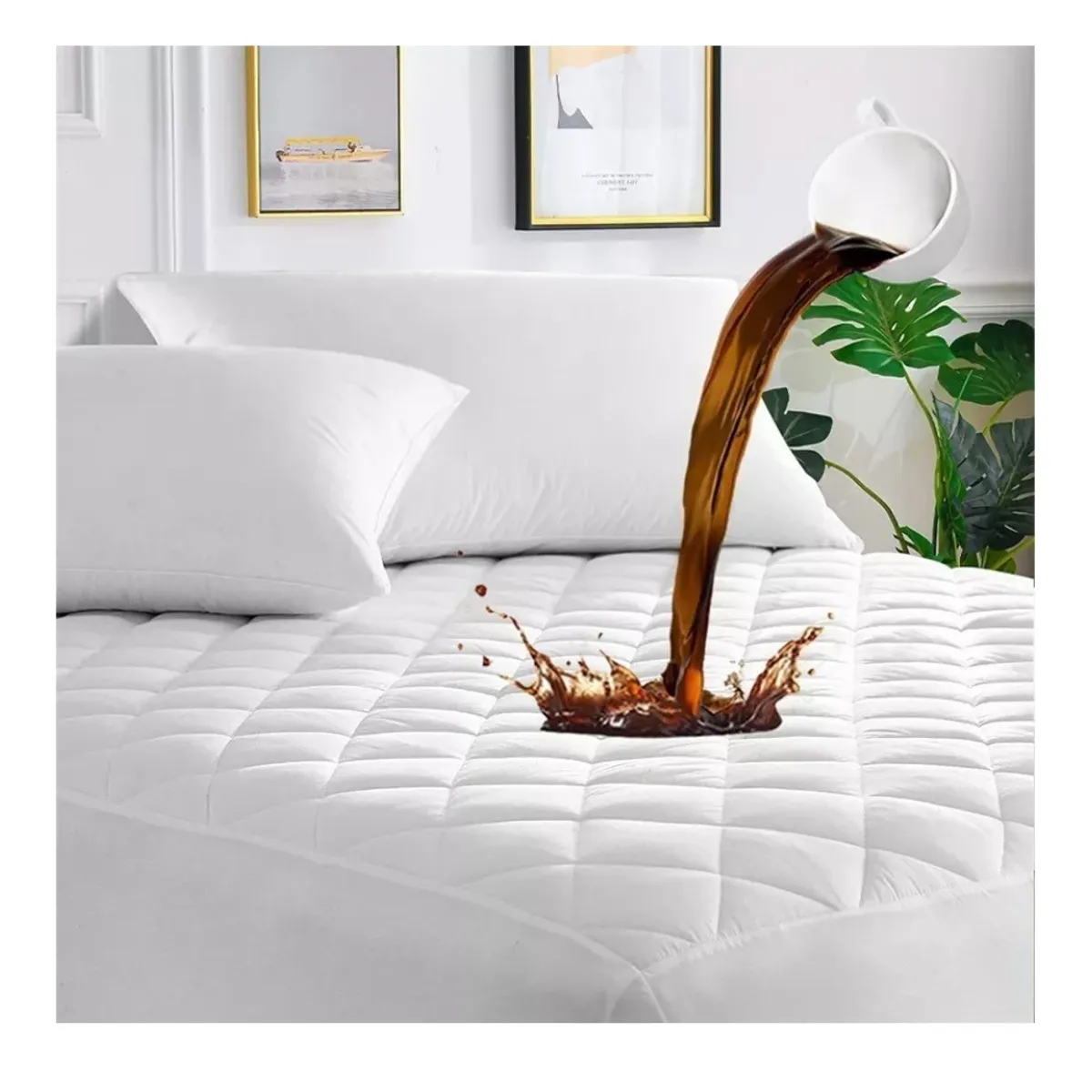 GENERICO - Cubrecolchon. 2 Plazas Acolchado + 2 Fundas Para Almohada