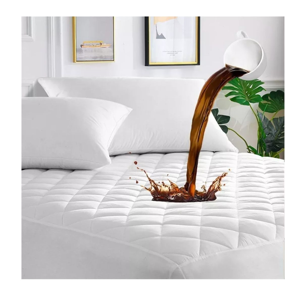 GENERICO - Cubrecolchon. 2 Plazas Acolchado + 2 Fundas Para Almohada