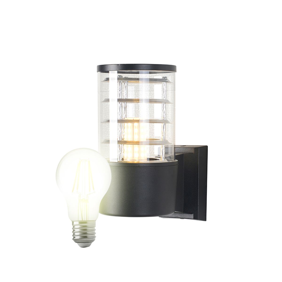 WANT - Aplique Espiral Simple Porta E-27 Negro Incluye Ampolleta Cálida