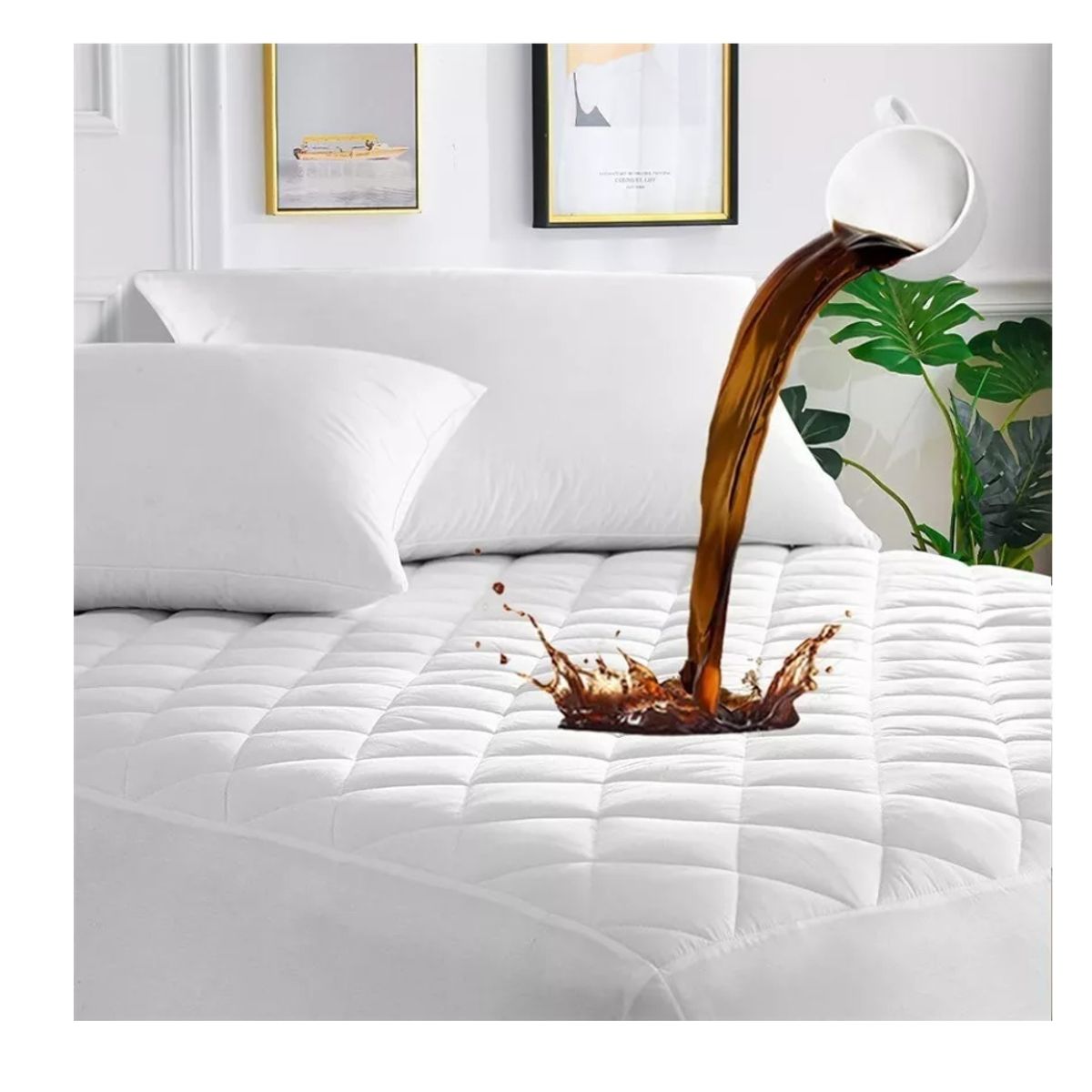 GENERICO - Cubrecolchon. 2 Plazas Acolchado + 2 Fundas Para Almohada