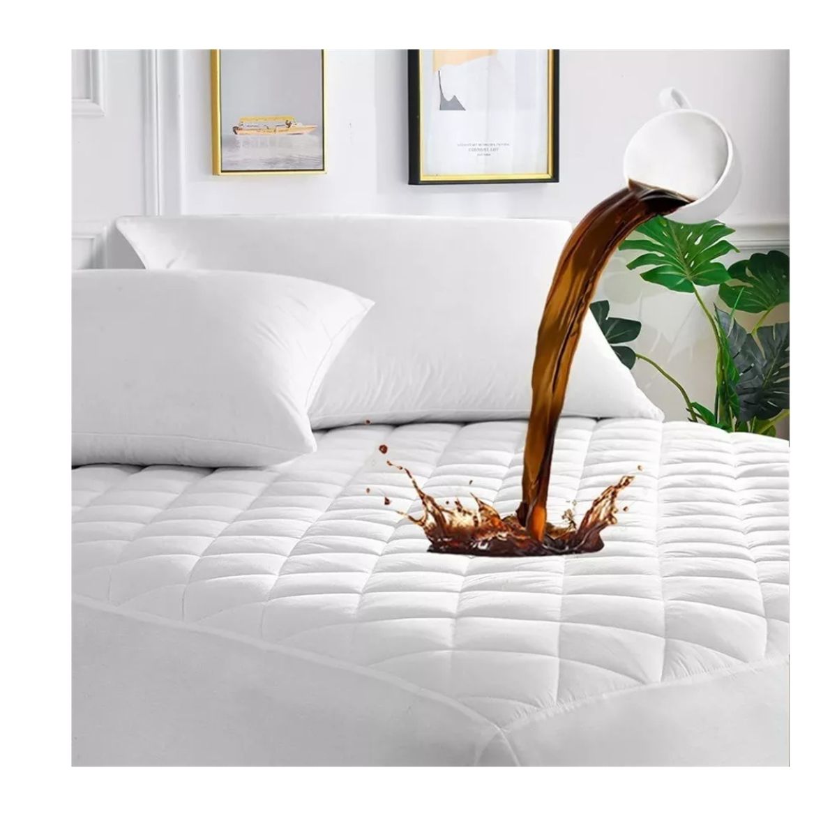 GENERICO - Cubrecolchon. 2 Plazas Acolchado + 2 Fundas Para Almohada