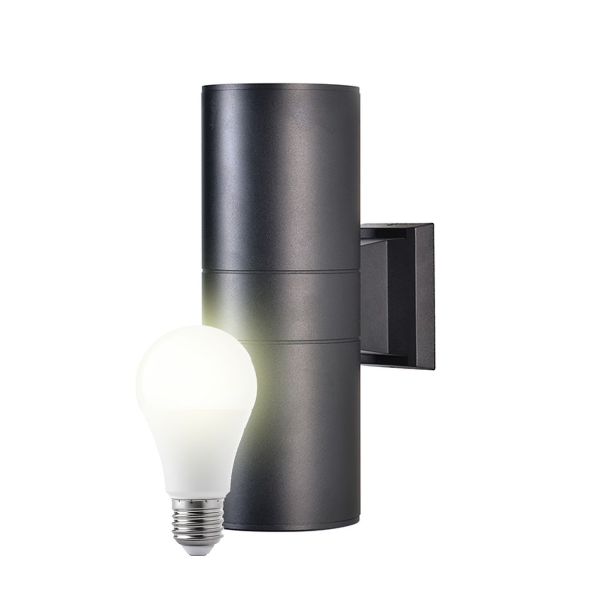 WANT - Apliqué LED Doble Pro Porta E-27 Negro Incluye Ampolletas Cálidas