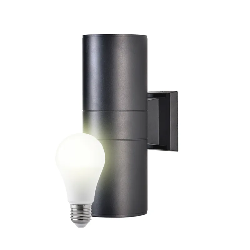 WANT - Apliqué LED Doble Pro Porta E-27 Negro Incluye Ampolletas Cálidas