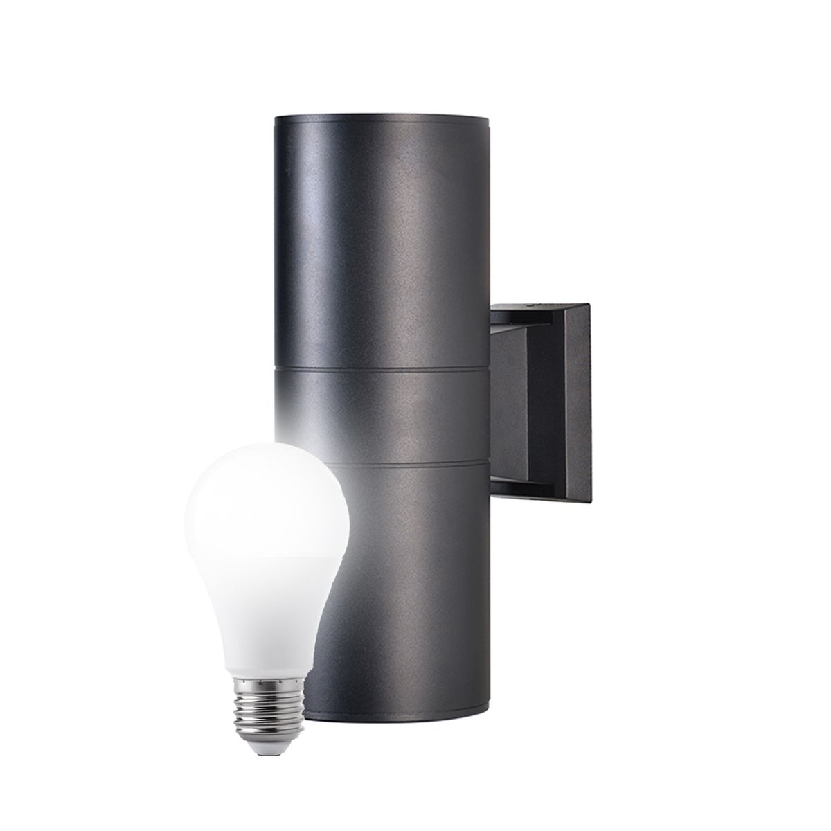 WANT - Apliqué LED Doble Pro Porta E-27 Negro Incluye Ampolletas Frías