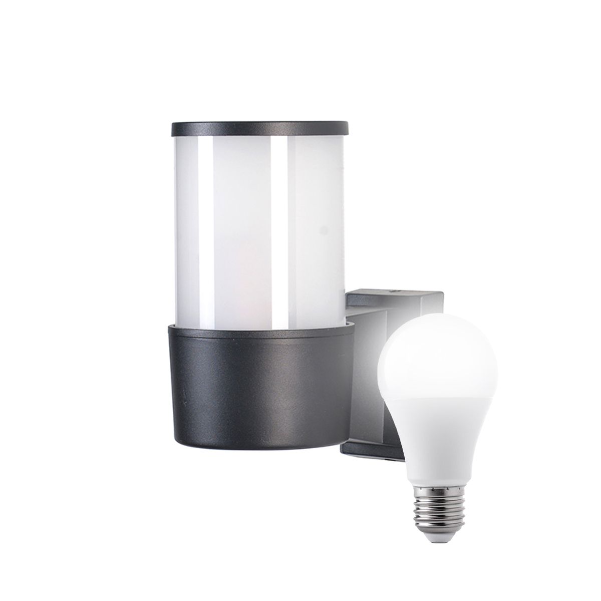 WANT - Apliqué LED Cilíndrico Porta E-27 Negro Incluye Ampolleta Fría