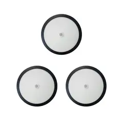 HB LEDS - Pack 3 Panel Redondo LED ECO Sobrepuesto Negro Con Sensor 12W Neutro
