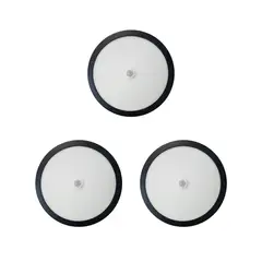 AVC - Pack 3 Panel Redondo LED ECO Sobrepuesto Negro Con Sensor 18W Neutro