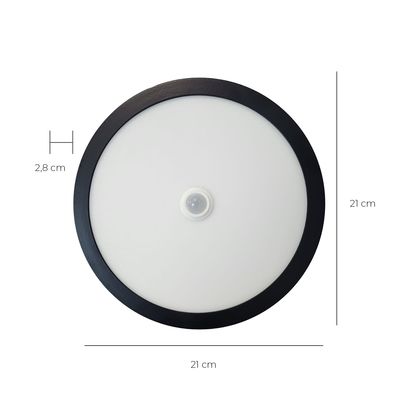 Imagen 2 del producto Pack 5 Panel Redondo LED ECO Sobrepuesto Negro Con Sensor 18W Cálido