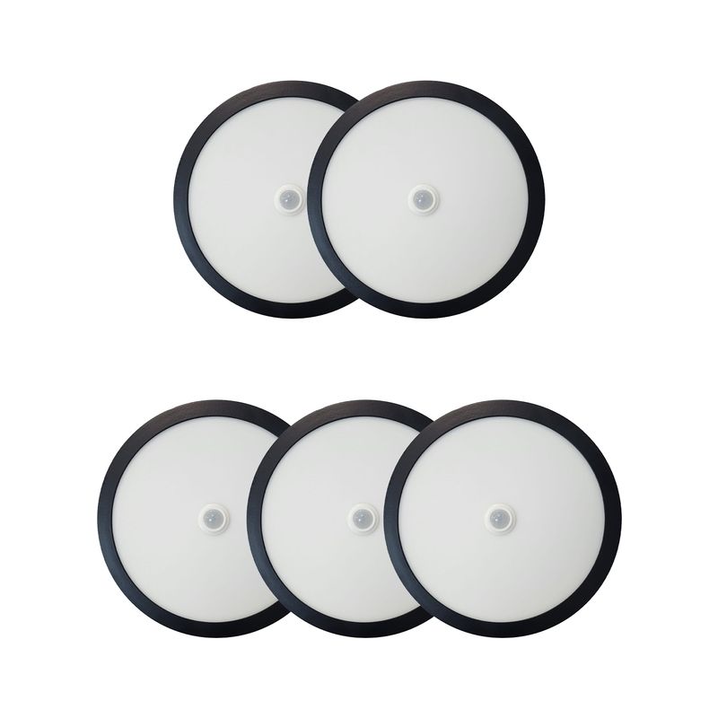 HB LEDS - Pack 5 Panel Redondo LED ECO Sobrepuesto Negro Con Sensor 18W Neutro