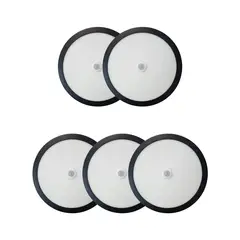 AVC - Pack 5 Panel Redondo LED ECO Sobrepuesto Negro Con Sensor 18W Neutro