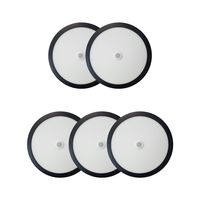 Pack 5 Panel Redondo LED ECO Sobrepuesto Negro Con Sensor 18W Frío