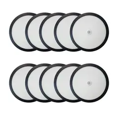 HB LEDS - Pack 10 Panel Redondo LED ECO Sobrepuesto Negro Con Sensor 18W Cálido