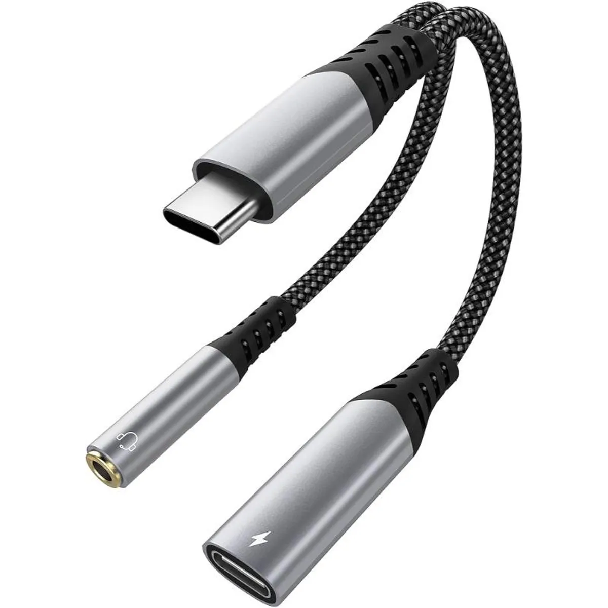 GENERICO - Adaptador Split De Audífonos Y Carga Tipo-c A Audio Jack 3.5