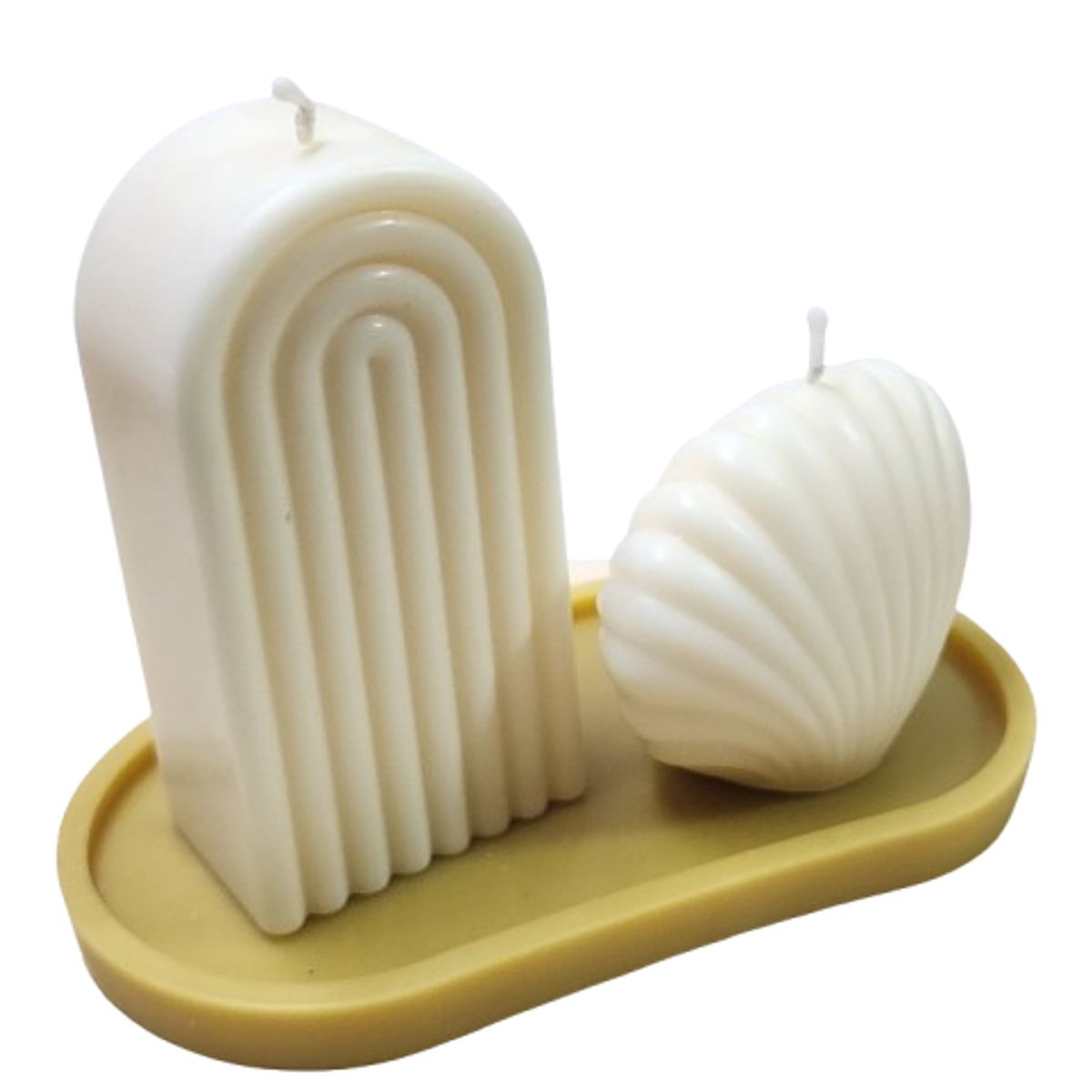 SCENTS CHILE - SET MEDITERRANEO CREMA VELA ARCO 240GM+ VELA ALMEJA 140GM+ BASE 25GM