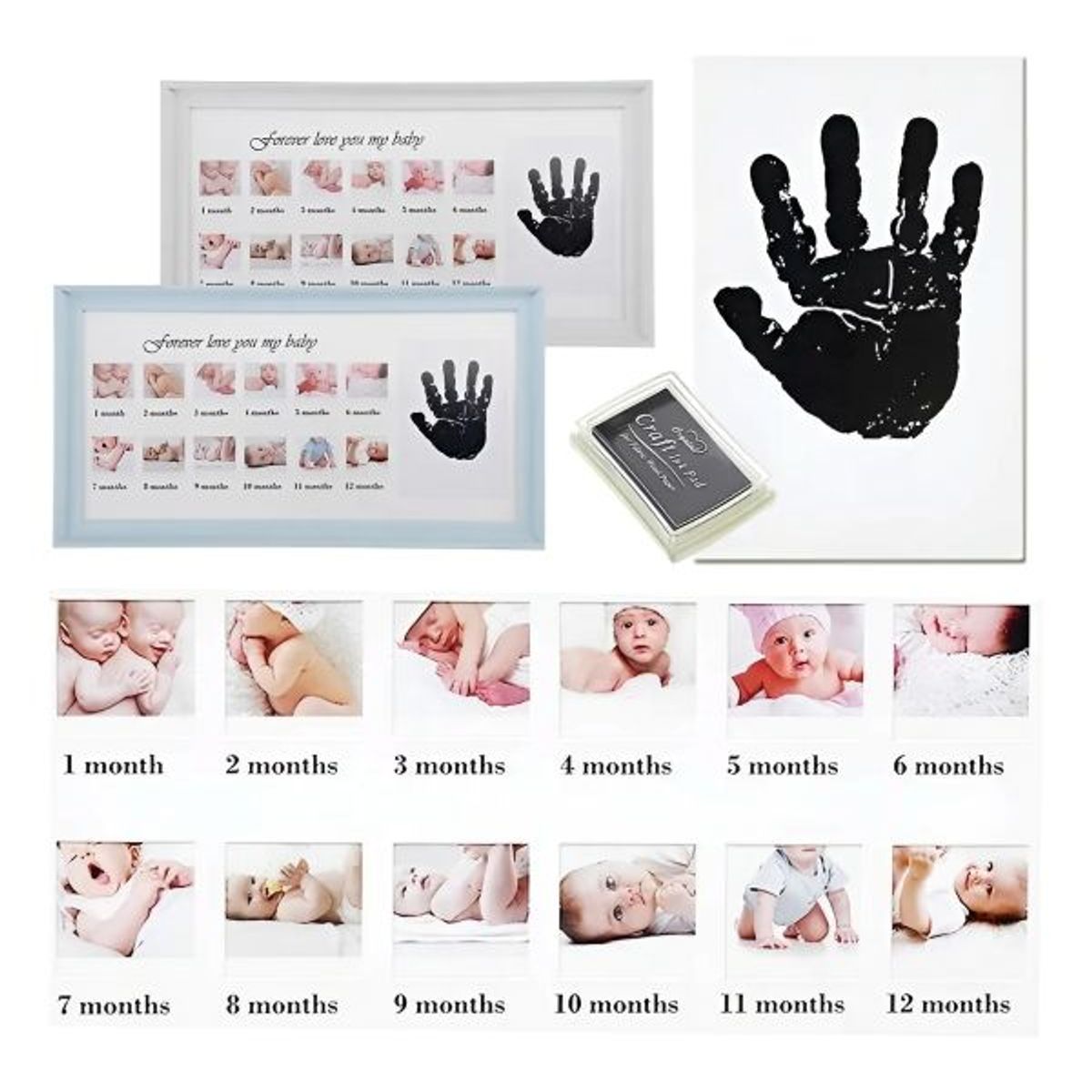 GENERICO - Marco De Fotos Con Huella De Mano De Bebé Con Tinta De Sello