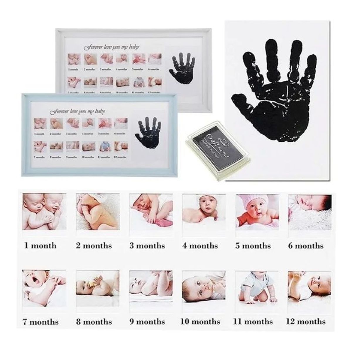 GENERICO - Marco De Fotos Con Huella De Mano De Bebé Con Tinta De Sello