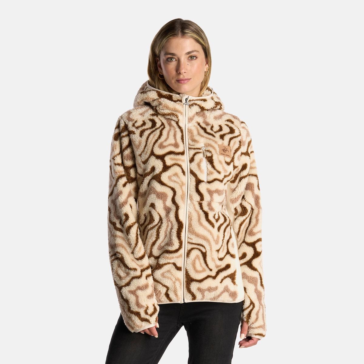 HAKA HONU - Poleron Mujer Calur-oso Print Beige Haka Honu