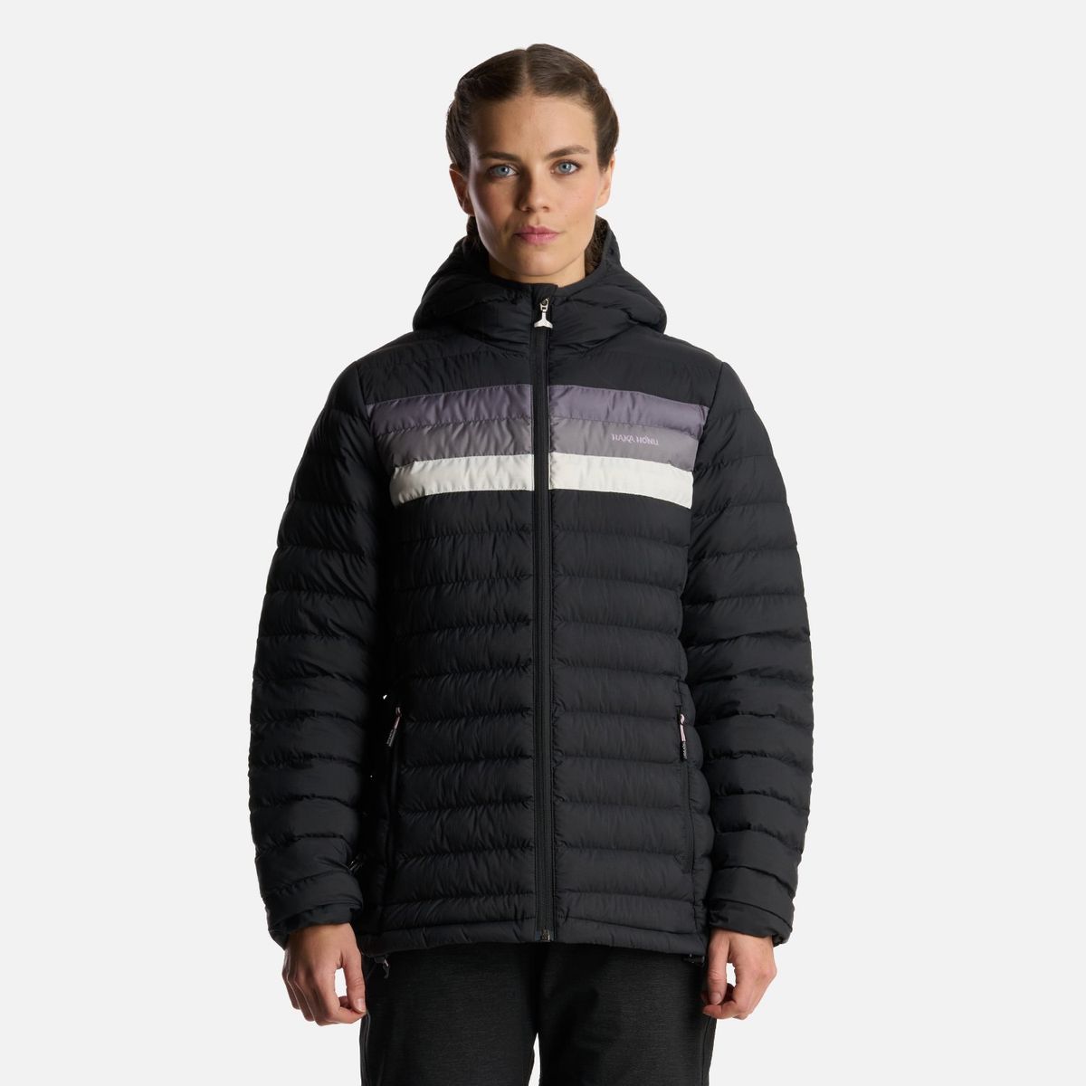 HAKA HONU - Chaqueta Mujer Infiernillo con gorro Negro Haka Honu