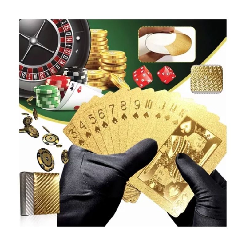 GENERICO - Baraja Cartas Doradas Y Plata Poker 100% Waterproof Set